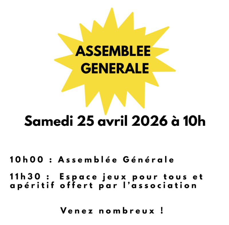 Image de l'article Assemblée générale ordinaire du Samedi 25 Avril à 10h